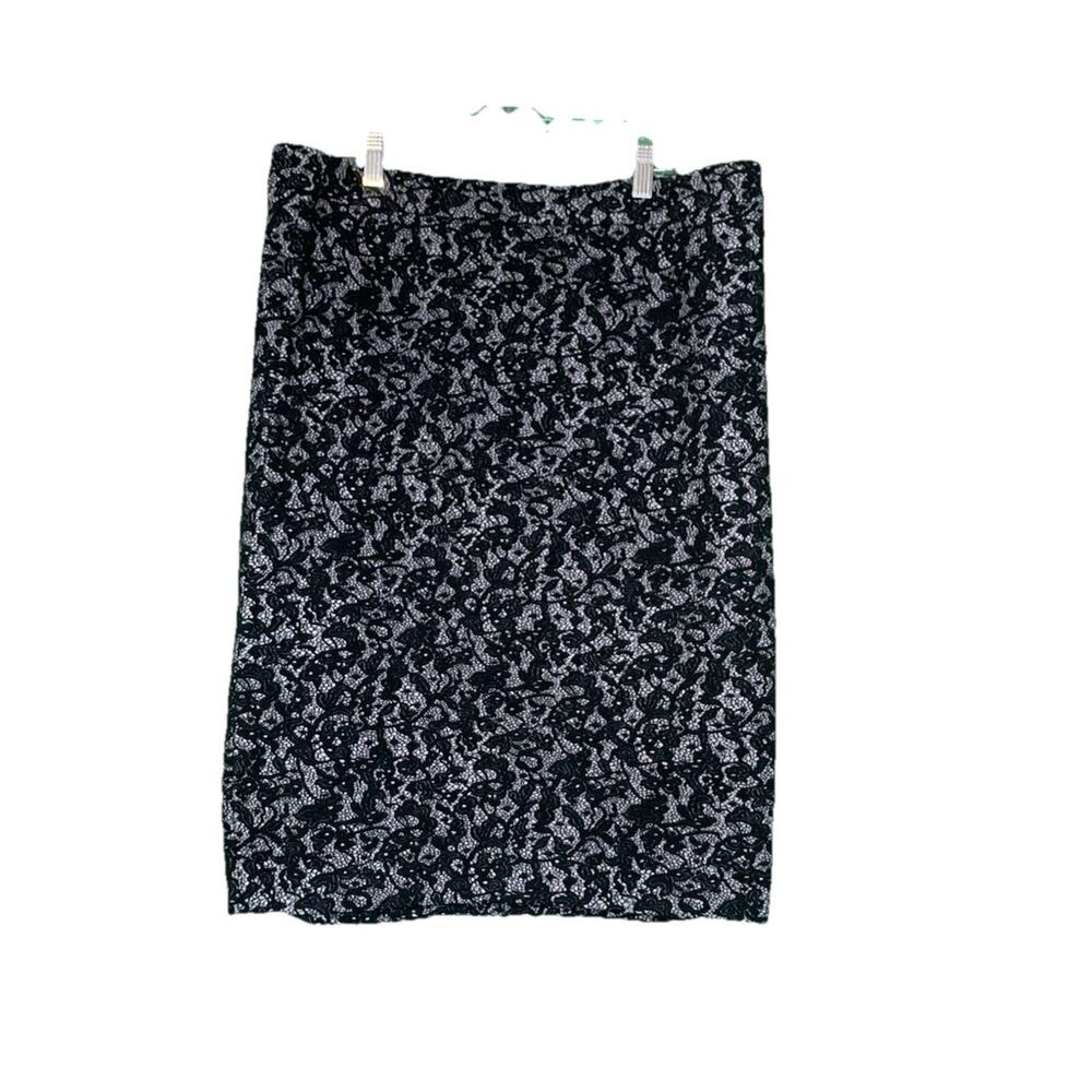 Michael Kors Skirt Large Floral Whimsygoth White Black Lace Zip Pencil Goth